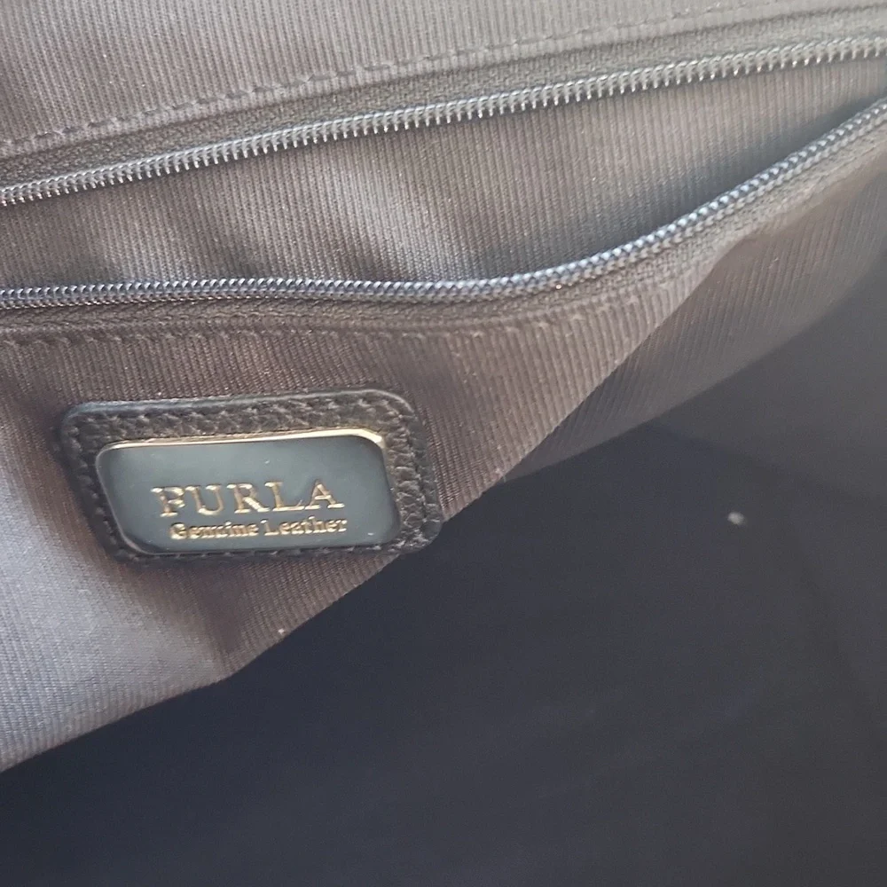 Furla Black and Beige Leather Tote Bag